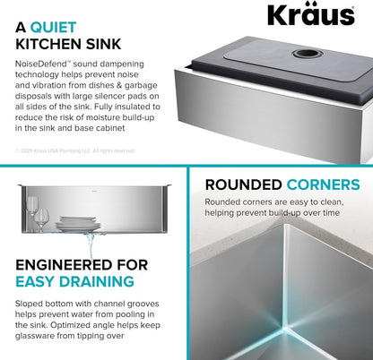 Kraus KHF200-33 Standart PRO 32-7/8" Single Basin 16 Gauge - Stainless Steel
