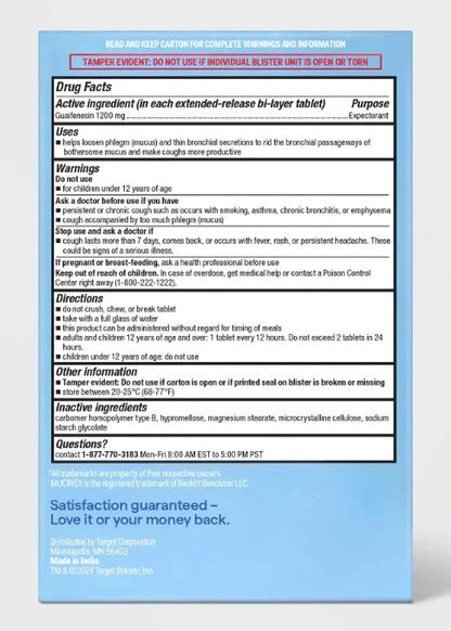 Mucus Relief Max Strength (guaifenesin 1200 mg), 28 ct