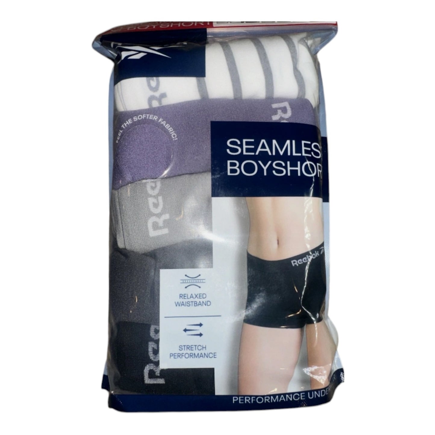 NEW Women's Reebok 5 Pack Seamless Boyshorts White Purple Black Underwear L / XL