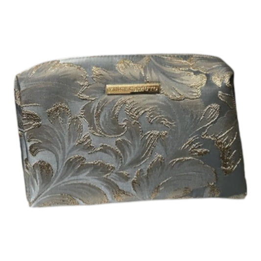 Vince Camuto Gray with Gold Floral Cosmetic Bag With Gold-Tone Zipper NEW