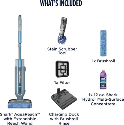 Shark AquaReach Cordless Vacuum Mop Extendable Wand Blue WD551  lightweight HEPA