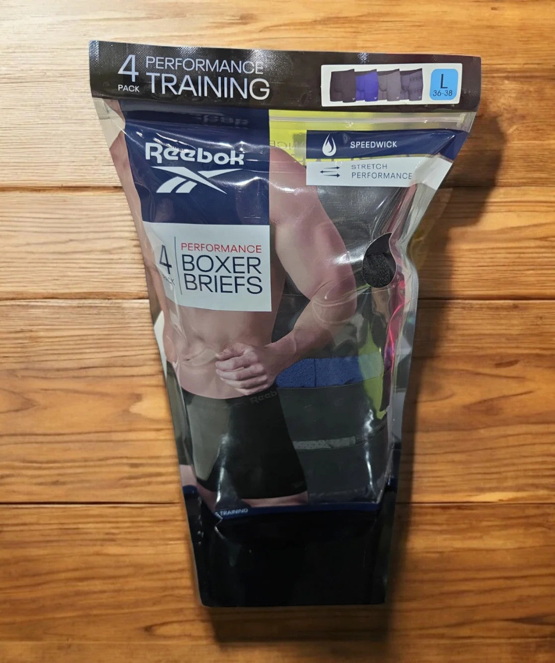 Reebok Men's 4-Pack Performance Boxer Briefs Blue/Grays/Blacks, 2XL (44-46)