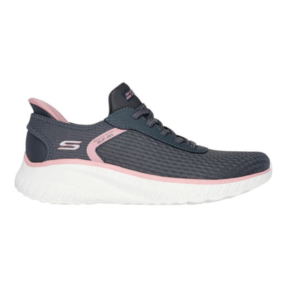 NEW WOMENS SKECHERS SLIP INS BOBS SPORT SQUAD CHAOS STROKE OF LUCK Gray MESH