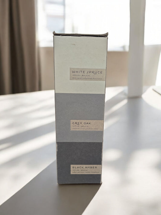 Mason Ceramic Scented Candles, White Spruce/ Grey Oak/Black Amber/Mini, Set of 3