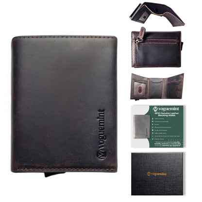 VogueMint Wallet for Men - Slim Minimalist RFID Blocking Genuine Leather Wallet