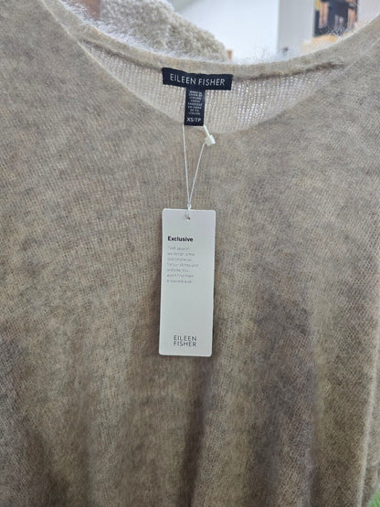 Eileen Fisher Brushed Alpaca Mohair V Neck Top, XS/TP