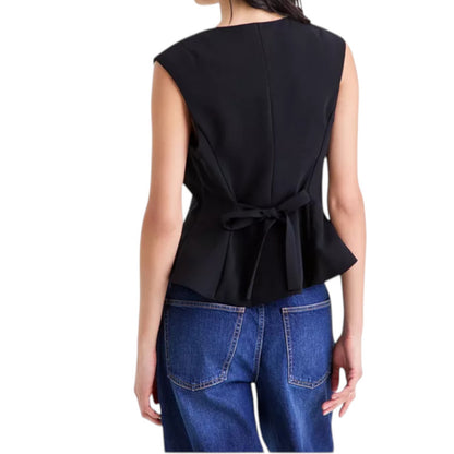 On 34th Women's Crepe Button Front Vest Scoopneck Button Front Vest Drapey