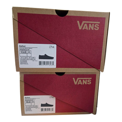 Vans Men's Asher Black Canvas Slip on Skate Shoes 🛹 Assorted Sizes 🛹 NWB