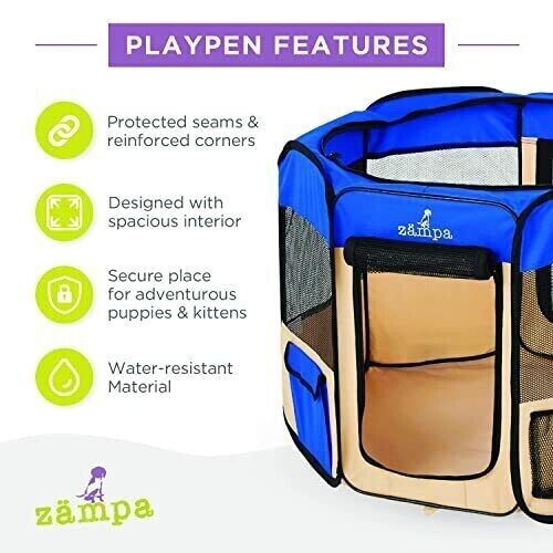 Dog Playpen Large 61"x61"x30" Pop Up Portable Playpen for Dogs and Cat, Folda...