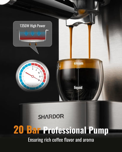 Espresso Machine 20 Bar, Professional espresso machine with milk frother