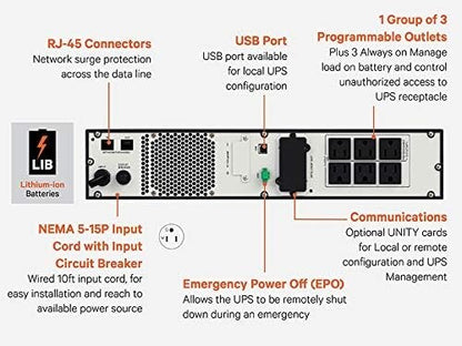 Vertiv Liebert PSI5 Lithium Ion UPS 1500VA 1350W 120V - (PSI5-1500RT120LI)