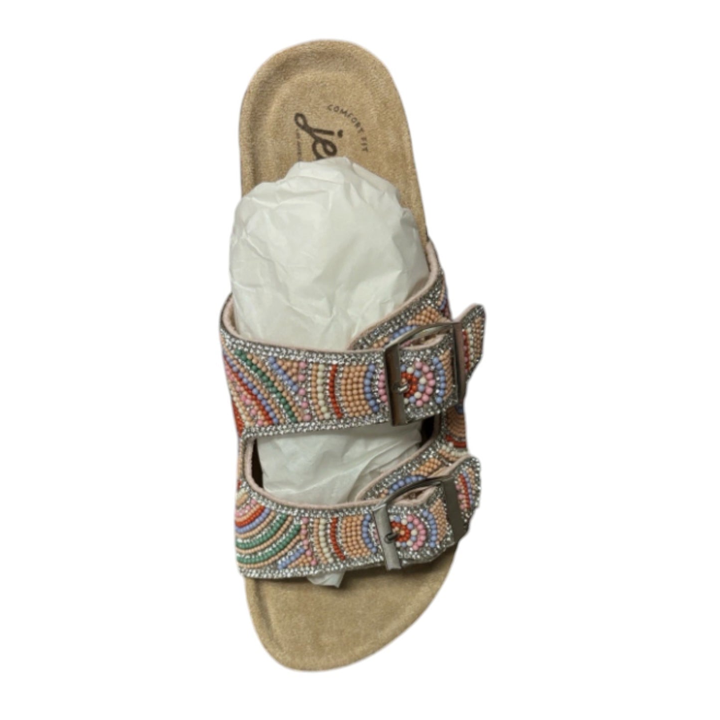 Jellypop Multicolor Beaded Double Buckle Slide Sandal