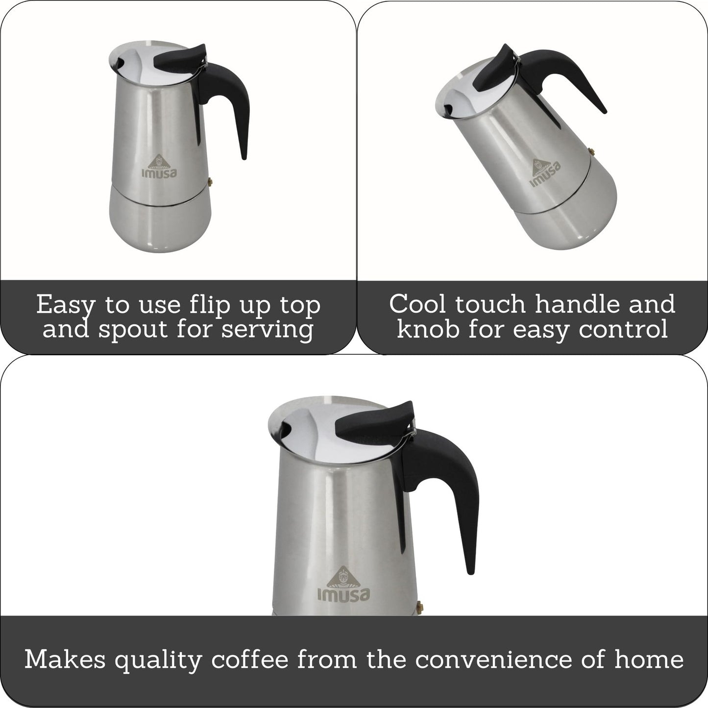 IMUSA USA B120-22062M Stainless Steel Stovetop Espresso Coffeemaker