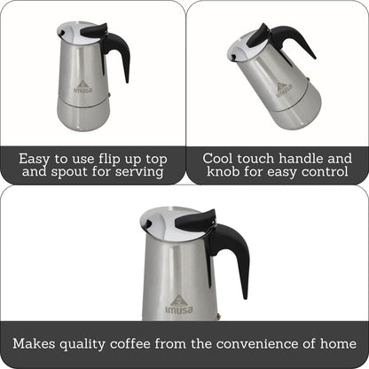 IMUSA USA B120-22062M Stainless Steel Stovetop Espresso Coffeemaker