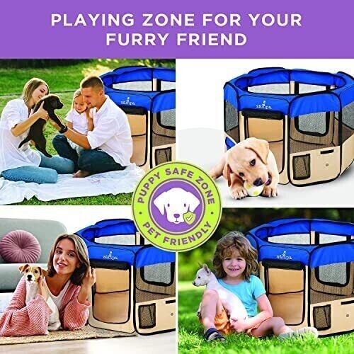 Dog Playpen Large 61"x61"x30" Pop Up Portable Playpen for Dogs and Cat, Folda...
