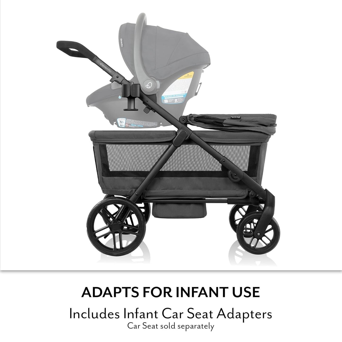 evenflo Omni Crew 3-in-1 Stroller Wagon, Licorice Black,  Fits upto Two Children