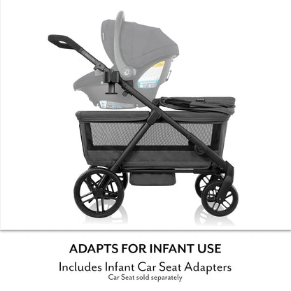 evenflo Omni Crew 3-in-1 Stroller Wagon, Licorice Black,  Fits upto Two Children