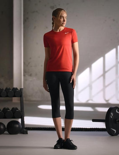 Nike Dri Fit V-Neck T-Shirt Athletic Cut  Women's (DX0687-657) -Red, Large