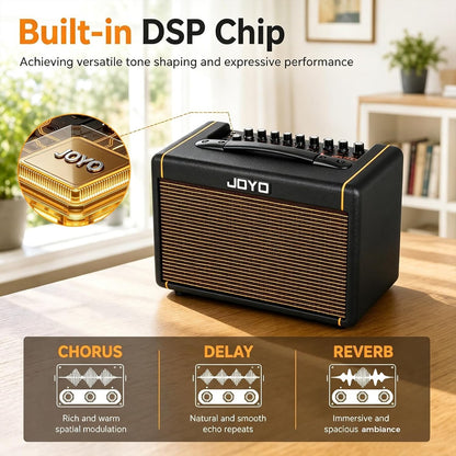 20W Acoustic Guitar Amp Battery-Powered Portable Stereo Amplifier with Blueto...