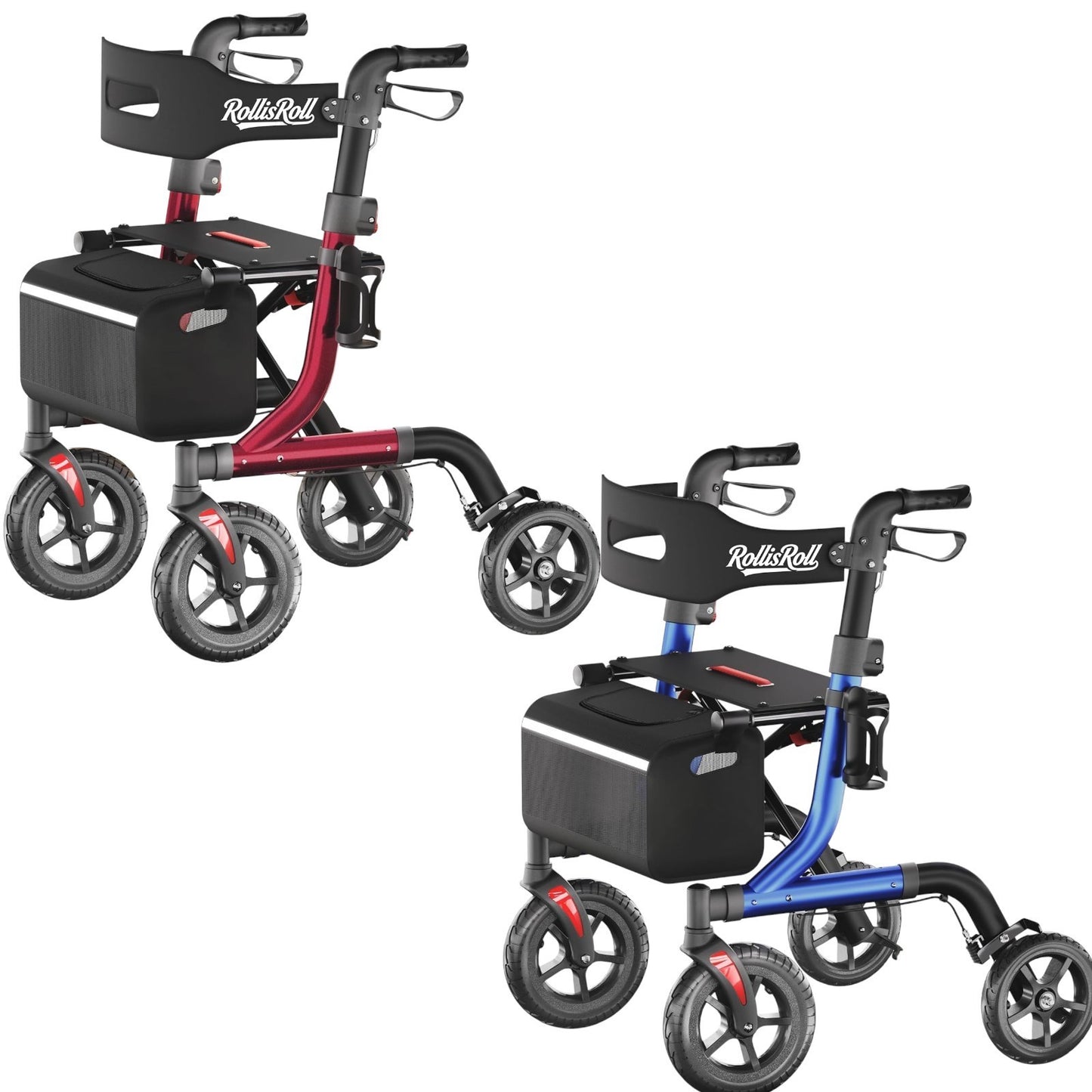 RollisRoll All Terrain Walker for Seniors with Seat, Foldable Aluminum Frame 10”