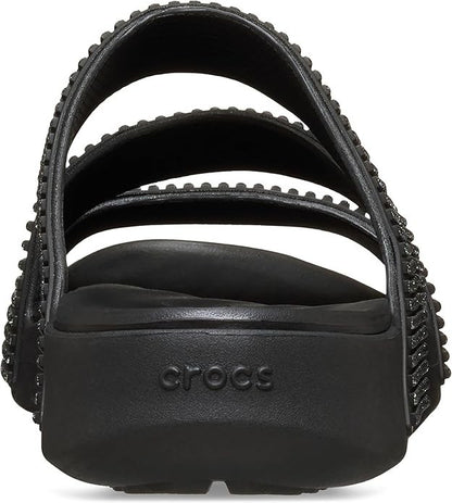 Crocs Getaway Gems Strappy Black Rhinestone Slide Sandals Womens 9 - 212584-001