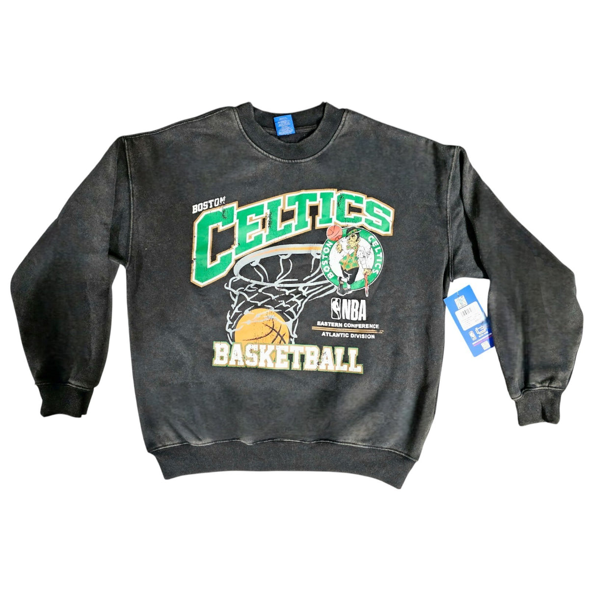 NBA Boston Celtics Crewneck Hoodless Sweatshirt, Black