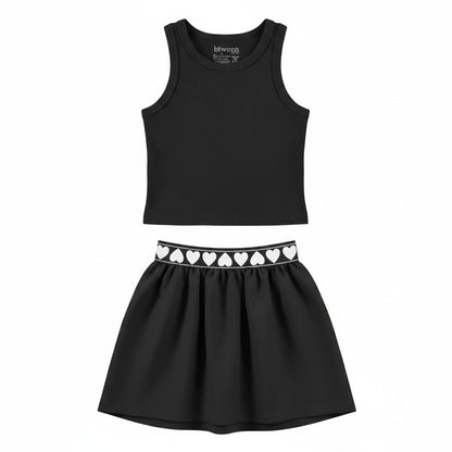 btween Active Black Tank Top & Pleated Skort Set, Girls