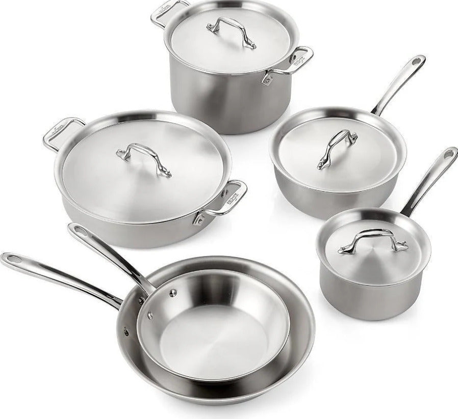 New in Box - All-Clad D5 Brushed Stainless Steel Cookware Set, 10 Piece Set