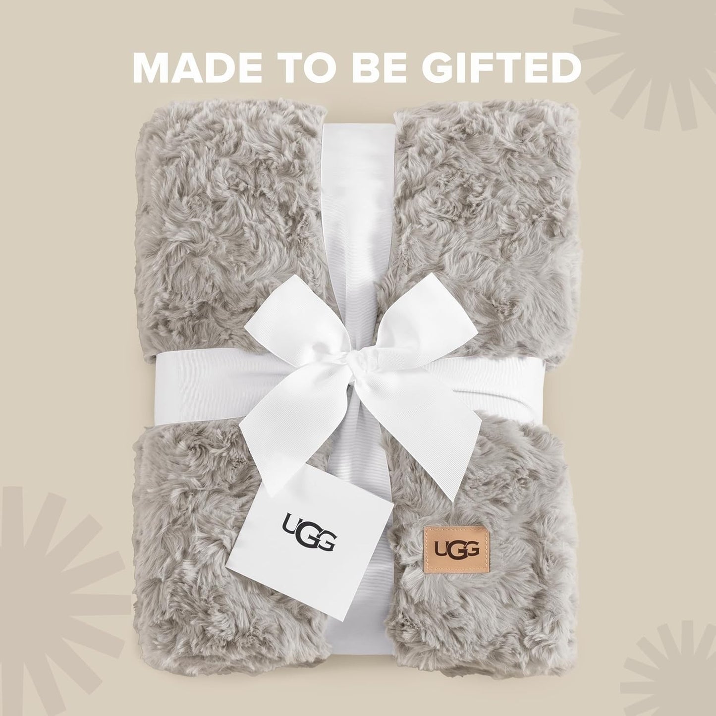 UGG Adalee Throw Blanket for Sofa, Faux Fur Blanket, 50" x 70", Seal Grey