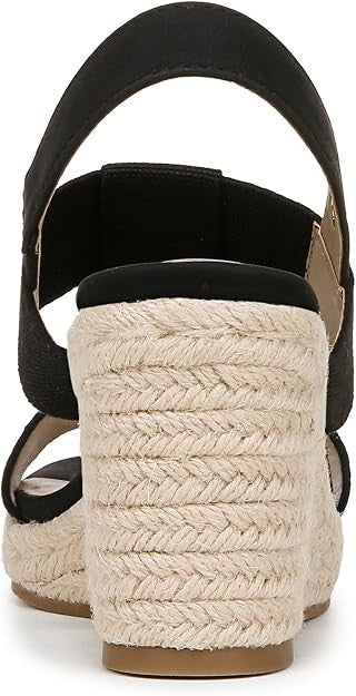 Women's LifeStride Tallulah - Black - Espadrille Wedge Sandal - Cushioned - Sz 8