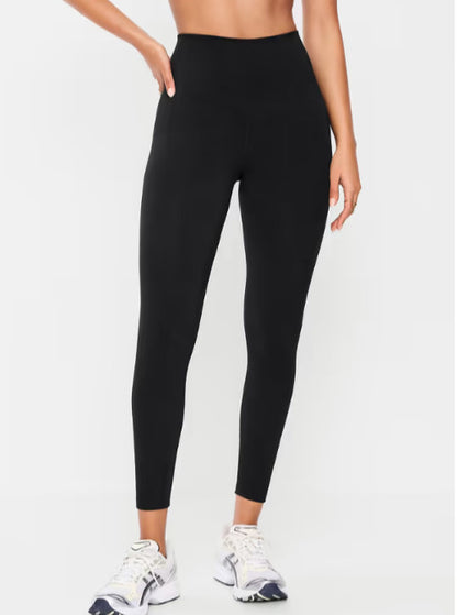 Old Navy Women's High-Waisted PowerChill 7/8 Cotton Leggings (Black)