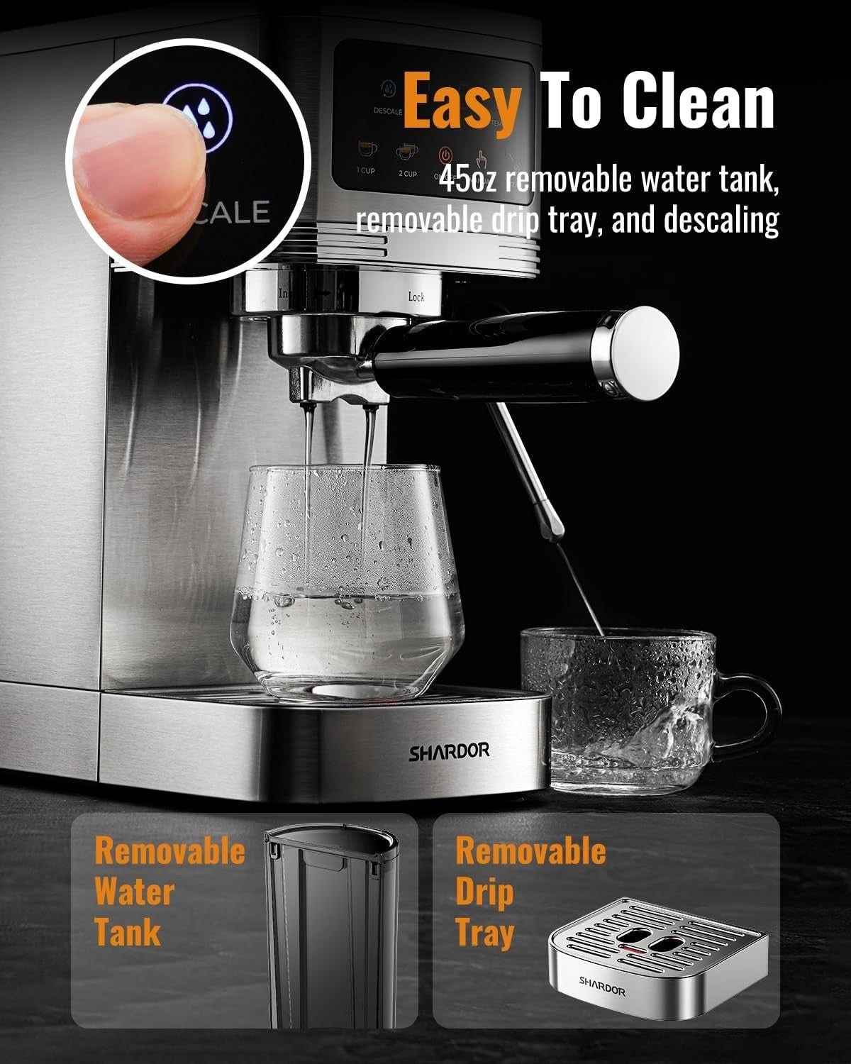 Espresso Machine 20 Bar, Professional espresso machine with milk frother