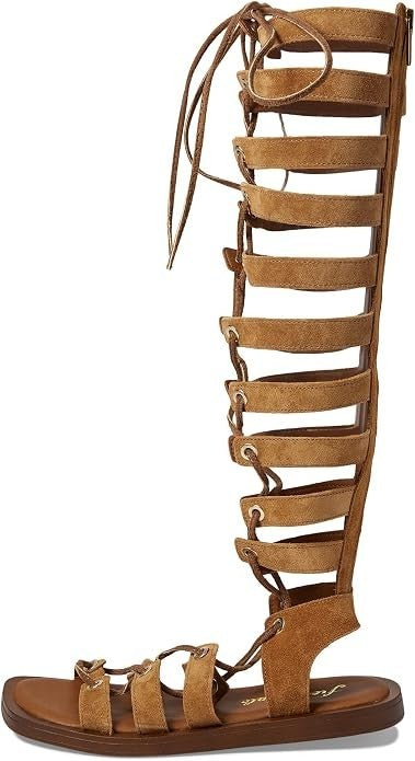 Free People Sun Chaser Gladiator Tall Lace Up Tan Suede Sandal Boho 37 New