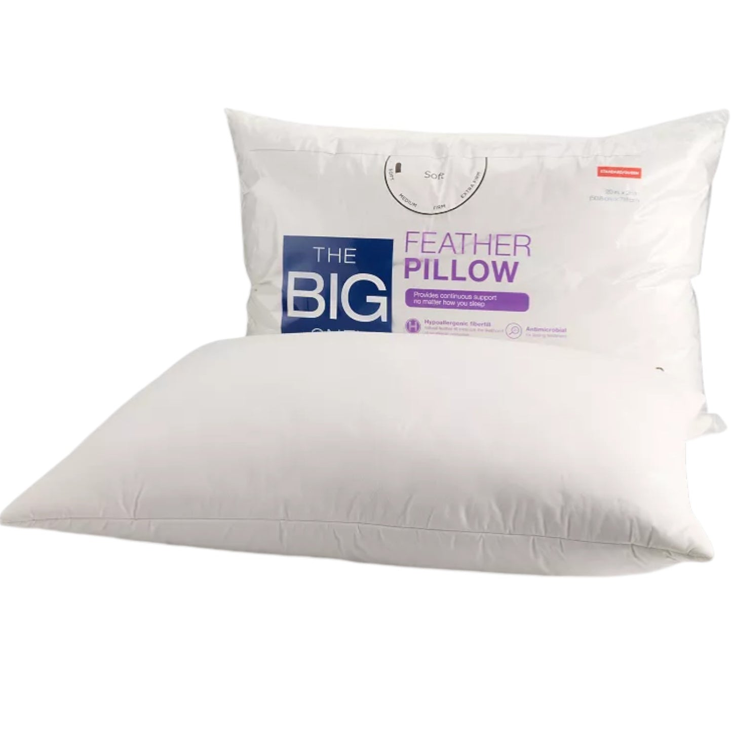 The Big One Feather Pillow – Standard/Queen Size - Soft - 20 x 28 inches
