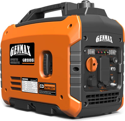 GENMAX Portable Inverter Generator, 2000W Ultra Quiet Gas Engine, EPA Compliant