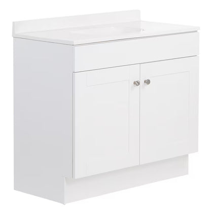 Project Source Dover 36 in White Single Sink Bathroom Vanity with White Top