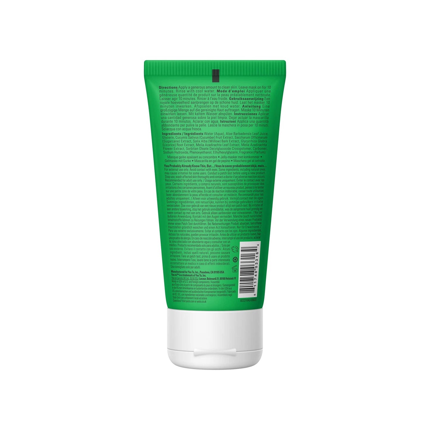 Yes To Cucumber Cooling Jelly Mask, Hydrating Bouncy Lightweight Gel Mask That
