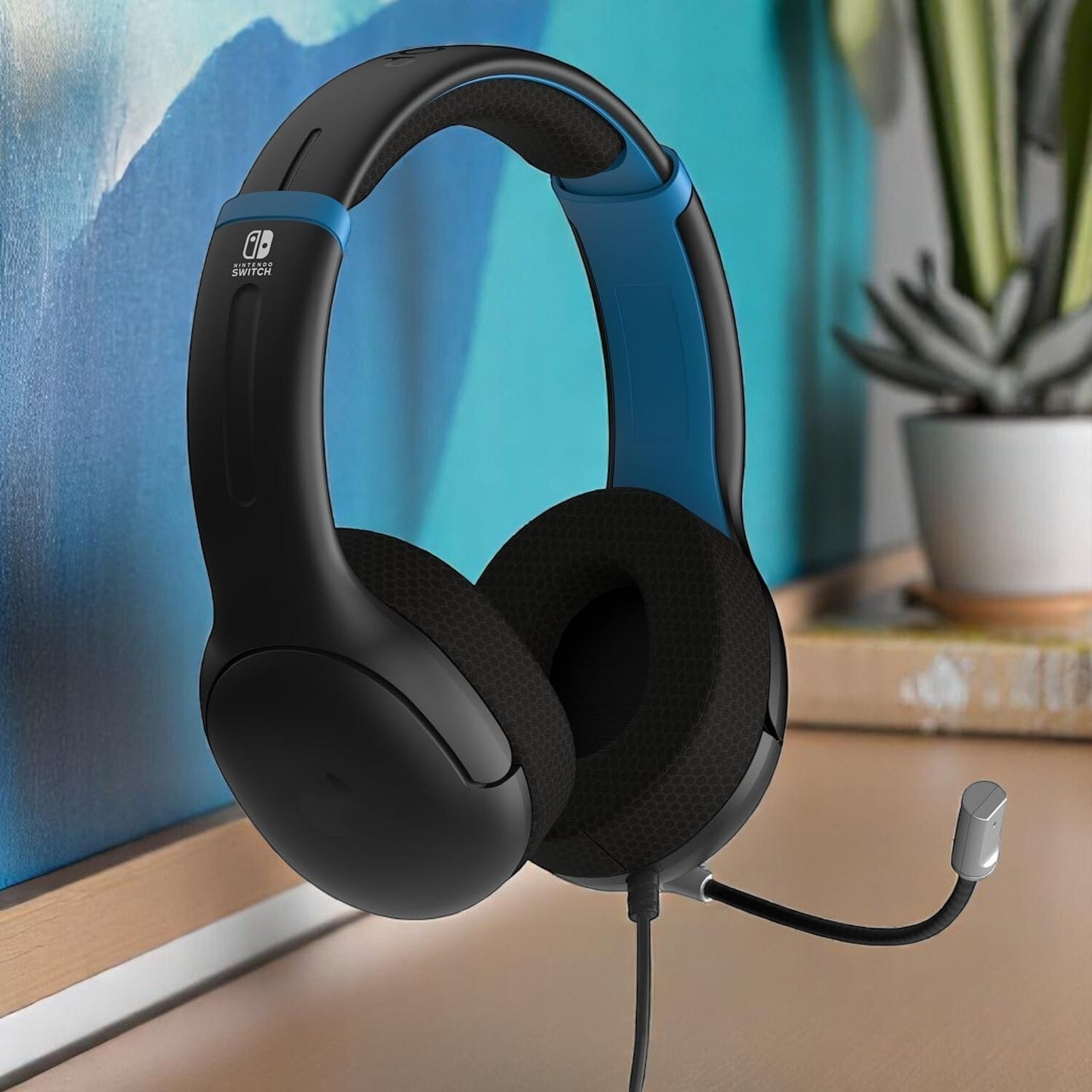 PDP Black Blue Noise Cancel Mic Wired Airlite Gaming Headset