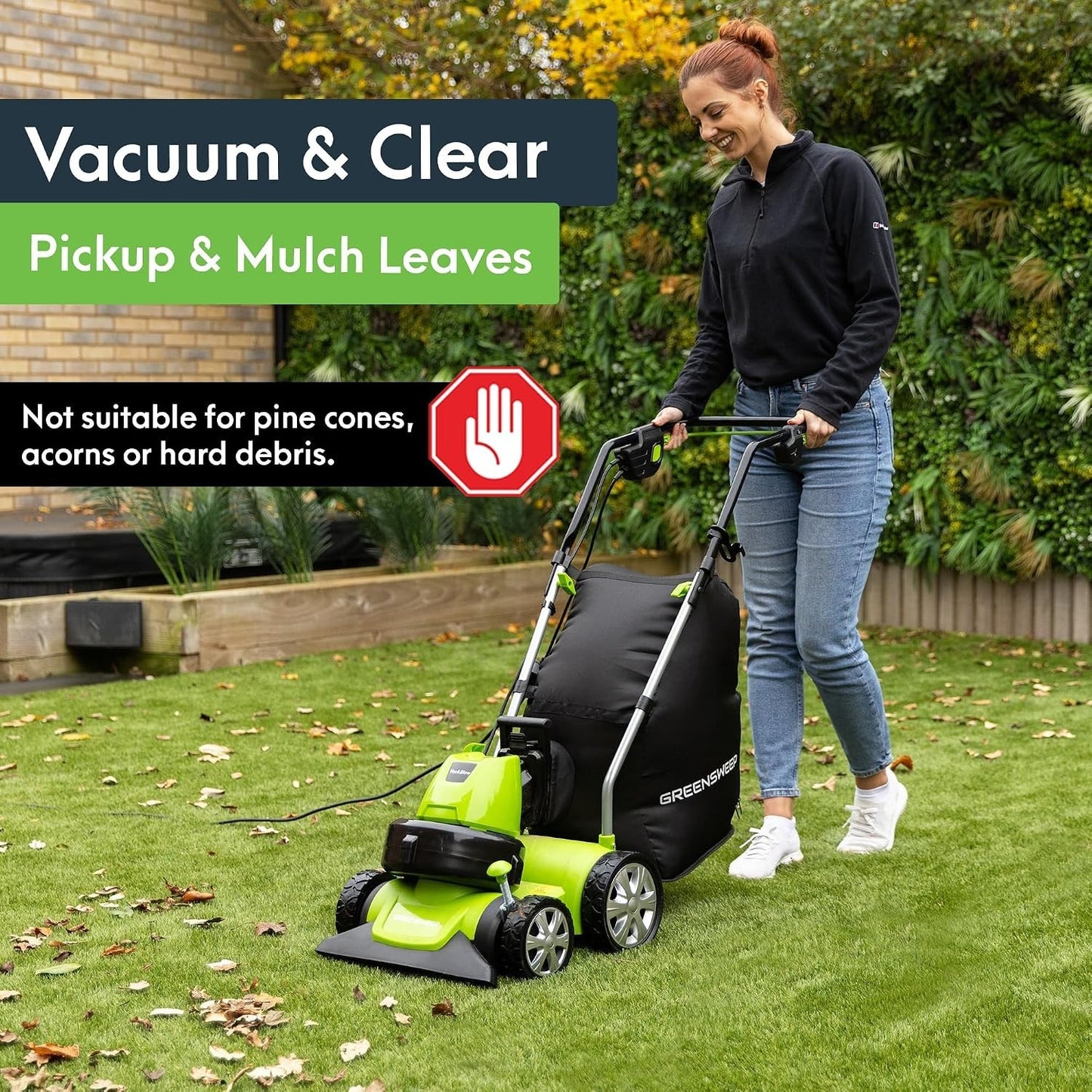 GreenSweep Vac & Blow Compact 3 In 1 Vacuum, Blower & Mulcher For Small Yards