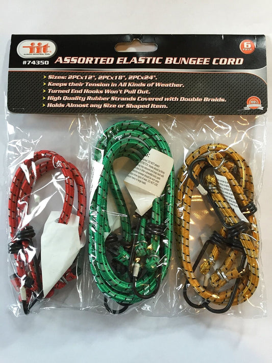 Assorted Bungee Cords for Trailers, Trucks, Motorcycles, or Cars - 6 pcs