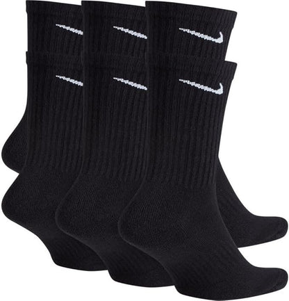 Nike Everyday Cushion Crew Socks Black 6 Pack Mens Size 8-12 NEW SX7666-010