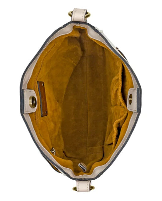 Patricia Nash Emeline Vintage Distressed Leather Crossbody Bag - Chalk White