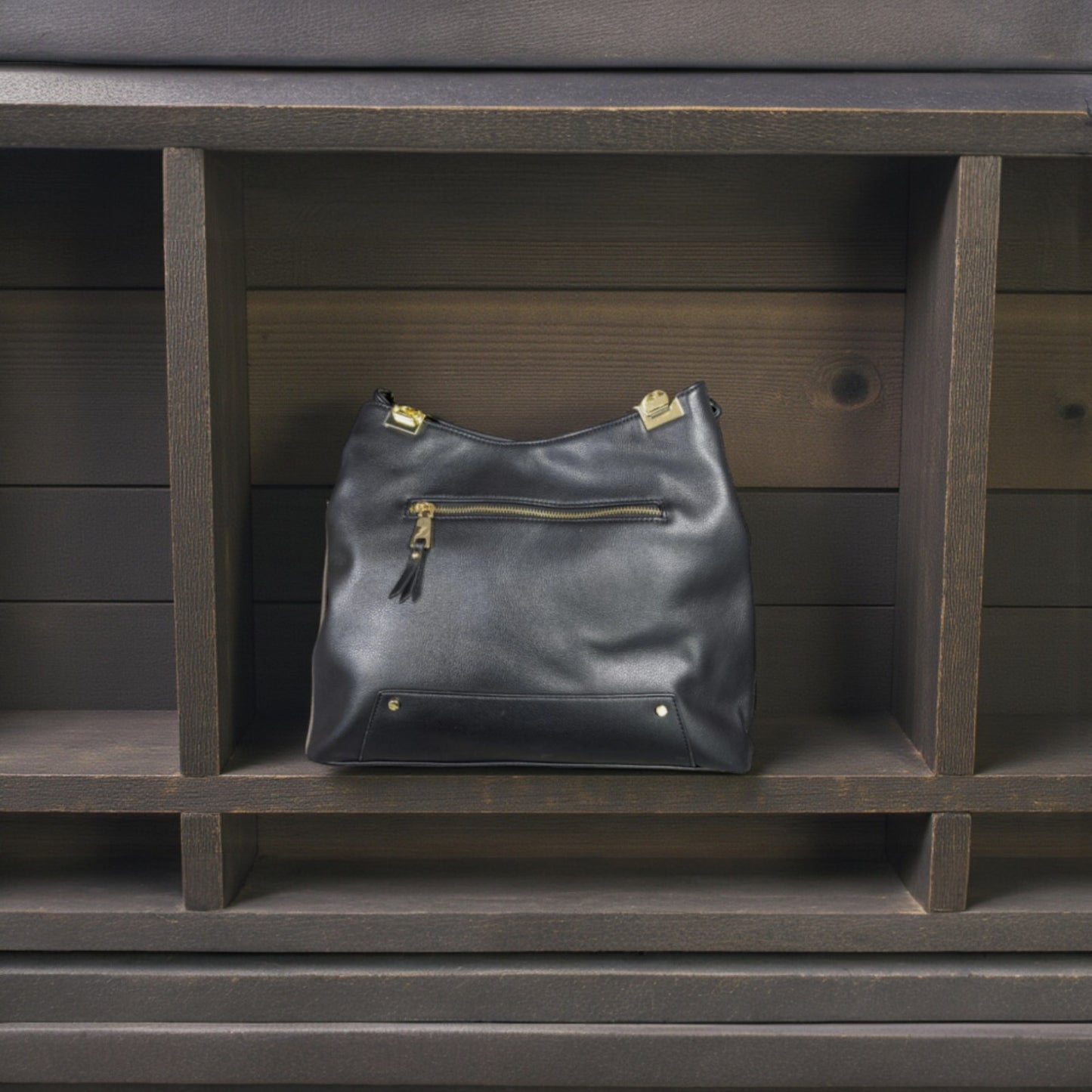 I.N.C. International Concepts Trippi Chain Tote Black | 14"W x 11-1/2"H x 5"D