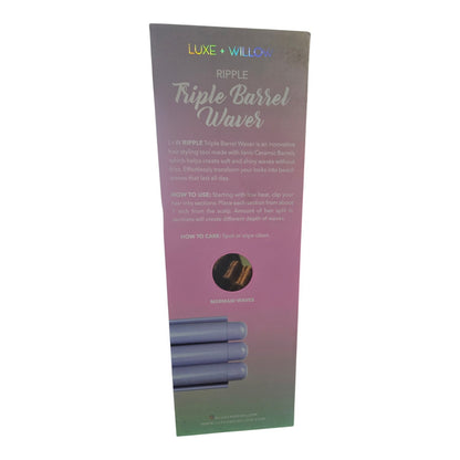 Luxe + Willow Ultra Ripple Effect Triple Barrel Waver. 1 Inch New Digital