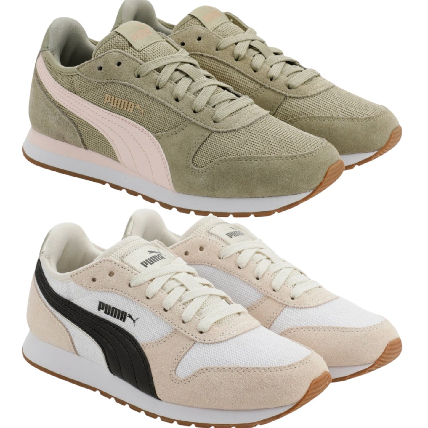 Puma Women's Jogger Sneaker Running Walking Athletic Shoes Lace Up Cream / Green