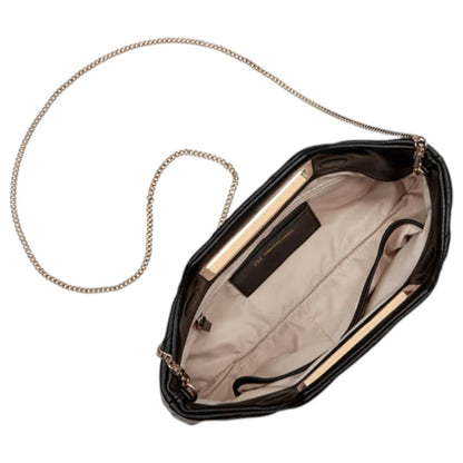 INC Juditth open handle quilted faux-leather clutch shoulder bag -BLACK