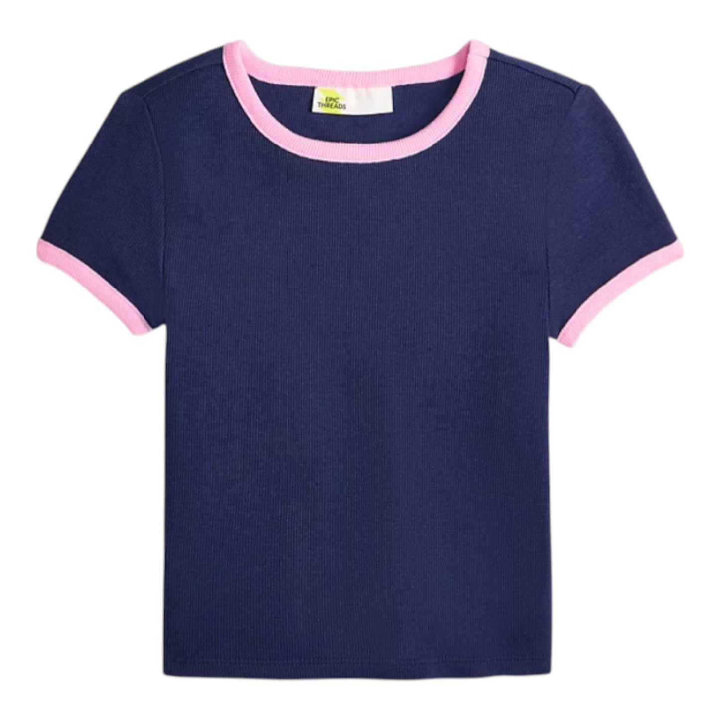 Epic Threads Little & Big Girls Rib Baby Tee - Medieval Blue & Pop Pink