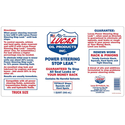 LUCAS OIL 10011 Power Steering Stop Leak - 1 Quart