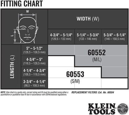 Klein Tools 60552 P100 Half-Mask Respirator with Replaceable Filters Dust, M/L