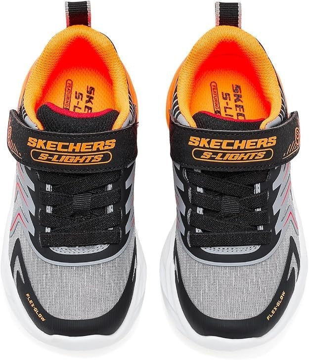 NEW BOYS SKECHERS S LIGHTS FLEX GLOW ULTRA PRISM PACER Black/Charcoal MESH Shoes